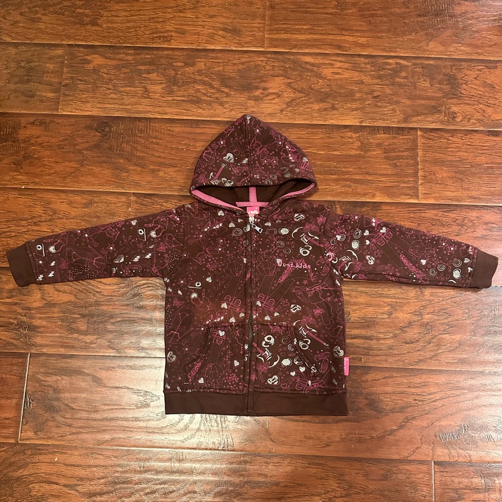 NEW Kids Brown Hoodie with Pink Accents